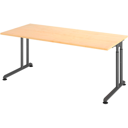 Artikelbild für HAMMERBACHER ZS19 höhenverstellbarer Schreibtisch ahorn rechteckig, C-Fuß-Gestell grau 180,0 x 80,0 cm, Artikelnummer 991935