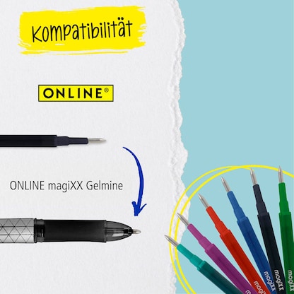 Artikelbild 6 für ONLINE® magiXX Classic Gelschreiber blau/silber 0,7 mm, Schreibfarbe: blau, 1 St., Artikelnummer 237907