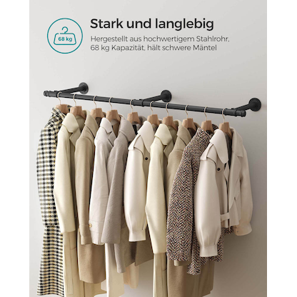 Artikelbild 6 für SONGMICS Wandgarderobe schwarz Metall 170,0 x 7,0 cm, Artikelnummer 290308