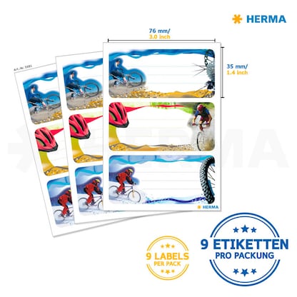 Artikelbild 3 für HERMA Schuletiketten Mountainbike, 9 Etiketten, Artikelnummer 537096