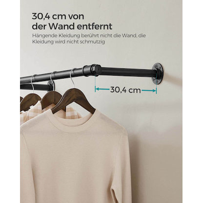 Artikelbild 7 für SONGMICS Wandgarderobe schwarz Metall 170,0 x 7,0 cm, Artikelnummer 290308