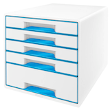Artikelbild 1 für AKTION: LEITZ Schubladenbox WOW Cube perlweiß/blau, DIN A4 mit 5 Schubladen, Artikelnummer 663678