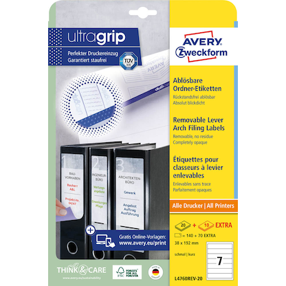 Artikelbild 2 für 210 AVERY Zweckform Ordneretiketten L4760REV-20 weiß, Artikelnummer 295067