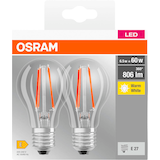 Artikelbild 1 für 2 OSRAM LED-Lampen Base CLASSIC A60 Multipack E27 7 W klar, Artikelnummer 144267