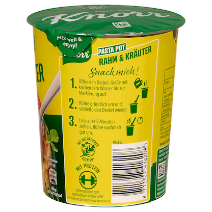 Artikelbild 3 für Knorr® PASTA SNACK RAHM&KRÄUTER Fertiggericht 1 St., Artikelnummer 532558