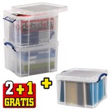 Artikelbild 1 für 2 + 1 GRATIS: 2 Really Useful Box Aufbewahrungsboxen 2x 35,0 l transparent 48,0 x 39,0 x 31,0 cm + GRATIS 1 St., Artikelnummer 475798