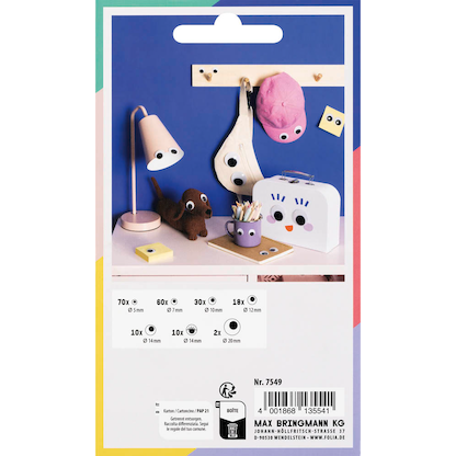 Artikelbild 5 für folia Wackelaugen weiß BIG BOX MIX Ø 5,0 - 20,0 mm 200 St., Artikelnummer 692481