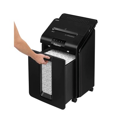 Artikelbild 9 für AKTION: Fellowes AutoMax 100M Aktenvernichter mit Partikelschnitt P-4, 4 x 10 mm, bis 100 Blatt, schwarz, Artikelnummer 742843
