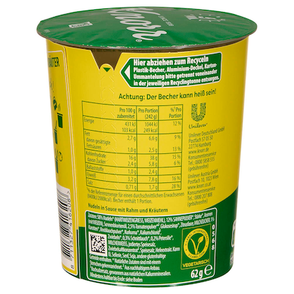 Artikelbild 4 für Knorr® PASTA SNACK RAHM&KRÄUTER Fertiggericht 1 St., Artikelnummer 532558