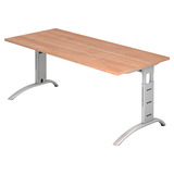 Artikelbild 1 für HAMMERBACHER FS19 höhenverstellbarer Schreibtisch nussbaum rechteckig, C-Fuß-Gestell silber 180,0 x 80,0 cm, Artikelnummer 867729
