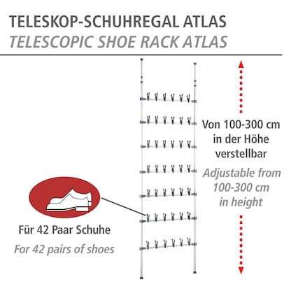 Artikelbild 2 für WENKO Teleskop-Schuhregal Atlas weiß 68,5 x 8,5 x 100,0 - 300,0 cm, Artikelnummer 532198