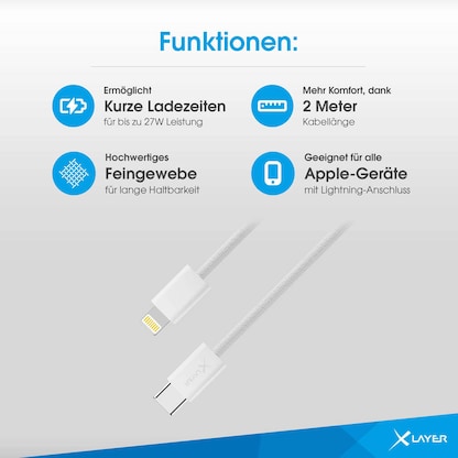 Artikelbild 2 für XLAYER USB C/Lightning Kabel 2,0 m weiß, 1 St., Artikelnummer 344412