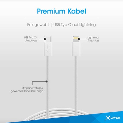 Artikelbild 3 für XLAYER USB C/Lightning Kabel 2,0 m weiß, 1 St., Artikelnummer 344412