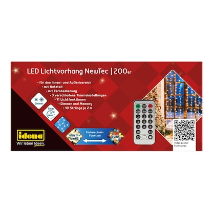 Artikelbild 2 für Idena NewTec 200er LED Lichtervorhang transparent 1,5 m, Artikelnummer 761672