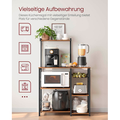 Artikelbild 7 für VASAGLE Küchen-Organizer braun, schwarz 90,0 x 40,0 x 134,0 cm, Artikelnummer 262559