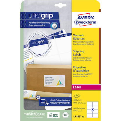Artikelbild 2 für 320 AVERY Zweckform Versandetiketten L7165-40 weiß 99,1 x 67,7 mm, Artikelnummer 557488
