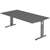 Artikelbild 1 für HAMMERBACHER OS 2E höhenverstellbarer Schreibtisch grafit rechteckig, C-Fuß-Gestell grau 200,0 x 100,0 cm, Artikelnummer 378727