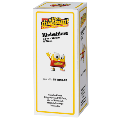 Artikelbild 2 für office discount Klebefilm transparent 19,0 mm x 33,0 m 8 Rollen, Artikelnummer 357848