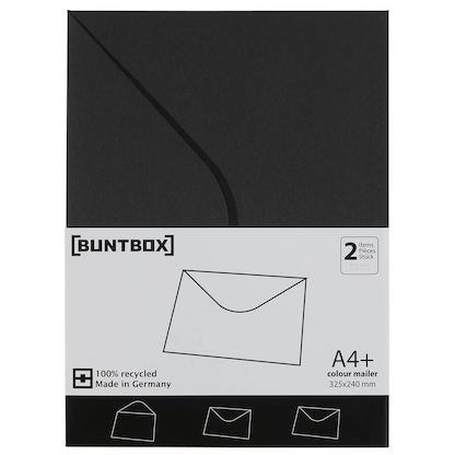 Artikelbild 4 für BUNTBOX Briefumschläge DIN C4 ohne Fenster schwarz Steckverschluss 2 St., Artikelnummer 303927