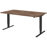 Artikelbild 1 für röhr quantum elektrisch höhenverstellbarer Schreibtisch eiche rechteckig, T-Fuß-Gestell grau 180,0 x 80,0 cm, Artikelnummer 721953