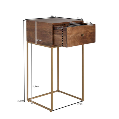 Artikelbild 2 für WOHNLING Nachttisch Massivholz mango 40,0 x 35,0 x 75,5 cm, Artikelnummer 909024