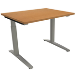 Artikelbild 1 für fm Sidney höhenverstellbarer Schreibtisch buche rechteckig, C-Fuß-Gestell Quadratrohr silber 100,0 x 80,0 cm, Artikelnummer 371722