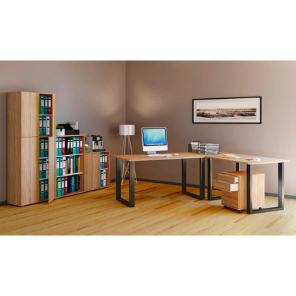 Artikelbild 5 für VCM my office Lona Schreibtisch sonoma-eiche rechteckig, U-Fuß-Gestell schwarz 110,0 x 80,0 cm, Artikelnummer 973545