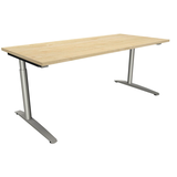 Artikelbild 1 für fm Sidney höhenverstellbarer Schreibtisch königsahorn rechteckig, C-Fuß-Gestell Rundrohr silber 180,0 x 80,0 cm, Artikelnummer 371611