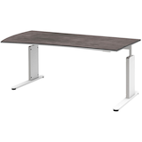 Artikelbild 1 für röhr Imperia höhenverstellbarer Schreibtisch quarzit Trapezform, C-Fuß-Gestell weiß 180,0 x 80,0/100,0 cm, Artikelnummer 676991