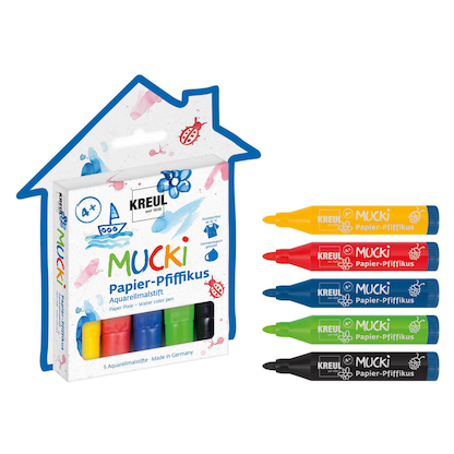 Artikelbild 10 für KREUL MUCKI Papier-Pfiffikus Aquarellmarker farbsortiert, 5 St., Artikelnummer 114799