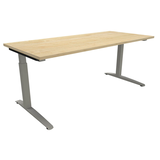 Artikelbild 1 für fm Sidney höhenverstellbarer Schreibtisch königsahorn rechteckig, C-Fuß-Gestell Quadratrohr silber 180,0 x 80,0 cm, Artikelnummer 371704