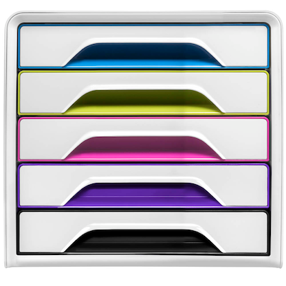 Artikelbild 2 für cep Schubladenbox Smoove weiß/bunt 1071110921, DIN A4 mit 5 Schubladen, Artikelnummer 429474