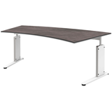 Artikelbild 1 für röhr Imperia höhenverstellbarer Schreibtisch quarzit Trapezform, C-Fuß-Gestell weiß 200,0 x 80,0/100,0 cm, Artikelnummer 676884