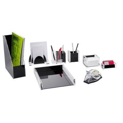 Artikelbild 2 für WEDO Schreibtisch-Organizer Exklusiv glasklar/schwarz Acryl 4 Fächer 16,4 x 9,7 x 8,9 cm, Artikelnummer 456710