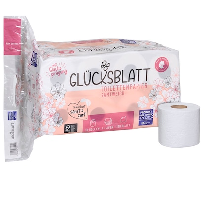 Artikelbild für GLÜCKSBLATT Toilettenpapier samtweich 4-lagig, 16 Rollen, Artikelnummer 671729