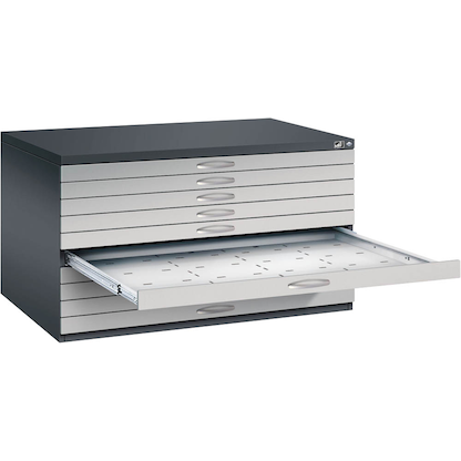 Artikelbild für CP 7200 Planschrank schwarzgrau, weißaluminium 10 Schubladen 135,0 x 96,0 x 76,0 cm, Artikelnummer 682613