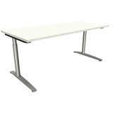 Artikelbild 1 für fm Sidney höhenverstellbarer Schreibtisch weiß rechteckig, C-Fuß-Gestell Rundrohr silber 180,0 x 80,0 cm, Artikelnummer 372264