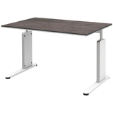 Artikelbild 1 für röhr Imperia höhenverstellbarer Schreibtisch quarzit rechteckig, C-Fuß-Gestell weiß 120,0 x 80,0 cm, Artikelnummer 677052