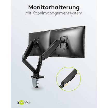 Artikelbild 9 für goobay Monitor-Halterung 58531 schwarz für 2 Monitore, Tischbohrung, Tischklemme, Artikelnummer 557229