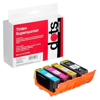 Artikelbild 6 für dots schwarz, cyan, magenta, gelb Druckerpatronen kompatibel zu Canon PGI-520 BK, CLI-521 C/M/Y, 4er-Set, Artikelnummer 575447