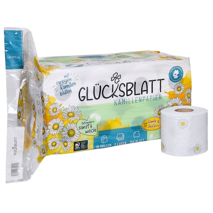 Artikelbild für GLÜCKSBLATT Toilettenpapier Kamille 3-lagig, 16 Rollen, Artikelnummer 671749