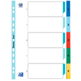 Artikelbild 1 für OXFORD Ordnerregister DIN A4 Vollformat 1-5 farbig 5-teilig, 1 Satz, Artikelnummer 691980