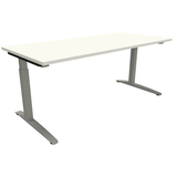 Artikelbild 1 für fm Sidney höhenverstellbarer Schreibtisch weiß rechteckig, C-Fuß-Gestell Quadratrohr silber 180,0 x 80,0 cm, Artikelnummer 372617