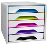 Artikelbild 1 für cep Schubladenbox Smoove weiß/bunt 1071110921, DIN A4 mit 5 Schubladen, Artikelnummer 429474