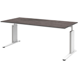 Artikelbild 1 für röhr Imperia höhenverstellbarer Schreibtisch quarzit rechteckig, C-Fuß-Gestell weiß 180,0 x 80,0 cm, Artikelnummer 677201