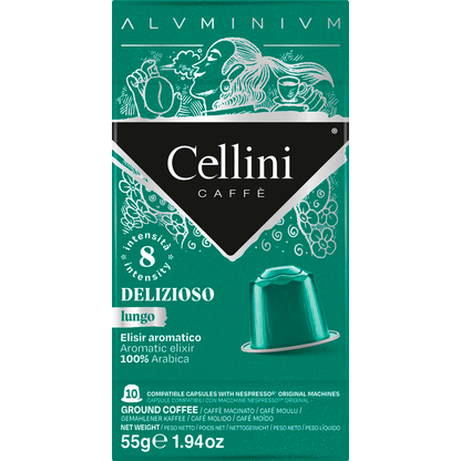 Artikelbild 21 für Cellini LUNGO DELIZIOSO Kaffeekapseln, Arabicabohnen kräftig, 10 Portionen, Artikelnummer 720381