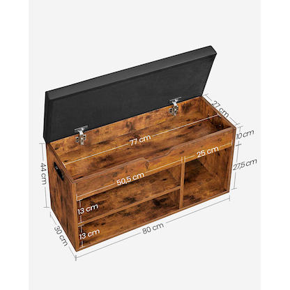 Artikelbild 6 für VASAGLE Schuhbank LHS30BX braun, schwarz Holz 80,0 cm, Artikelnummer 262299