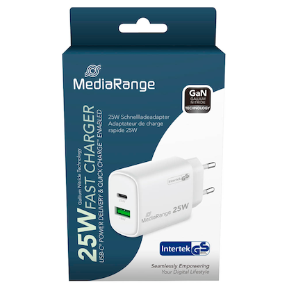 Artikelbild 2 für MediaRange 25W USB A/USB C Quick Charge Ladeadapter weiß, 25 Watt, Artikelnummer 491599