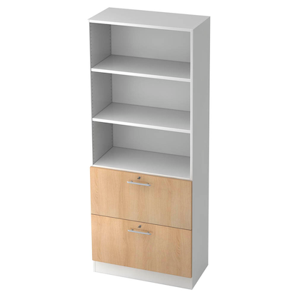 Artikelbild für HAMMERBACHER Regalschrank Gradeo, V7300/W/E/RE weiß, eiche 80,0 x 42,0 x 200,4 cm, Artikelnummer 628329