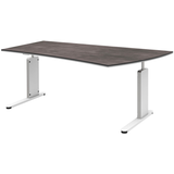 Artikelbild 1 für röhr Imperia höhenverstellbarer Schreibtisch quarzit Trapezform, C-Fuß-Gestell weiß 180,0 x 80,0/100,0 cm, Artikelnummer 676934